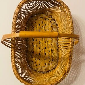 Handwoven Natural Wicker Basket with Handle - Brown